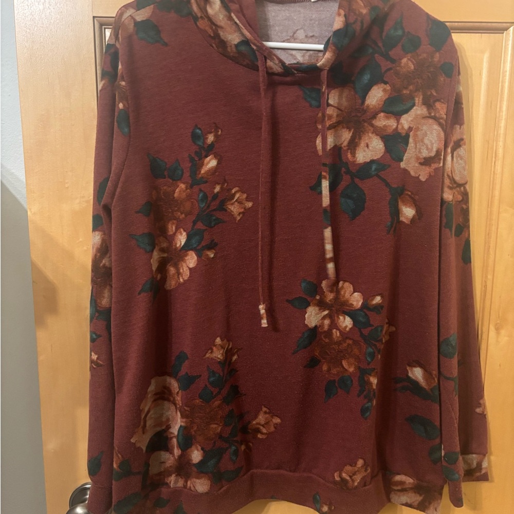 Floral Burgundy Women's Sweater